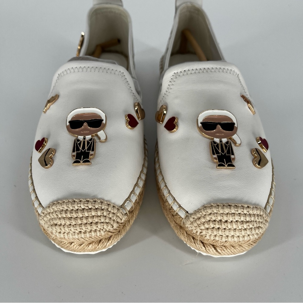 Karl Lagerfeld Michaela Espadrille Flats White Logo - Size 9.5 - Picture 7 of 12